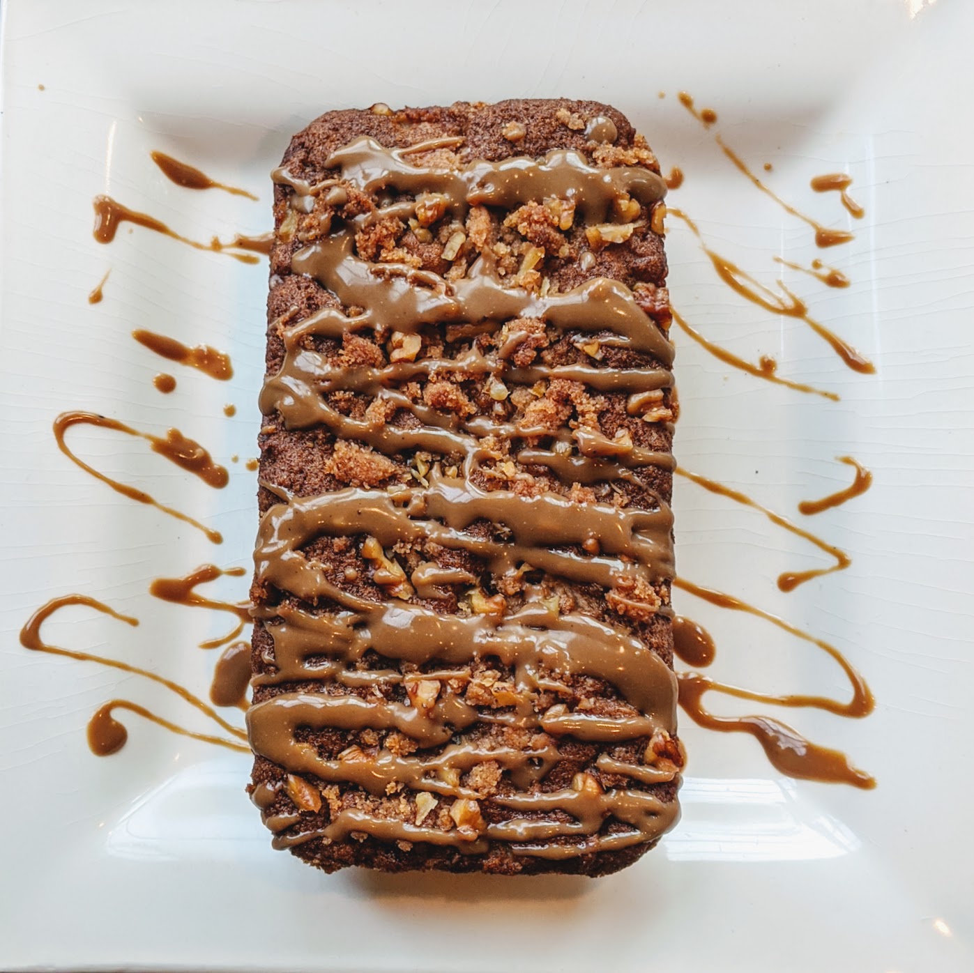 caramel apple bread with caramel drizzle