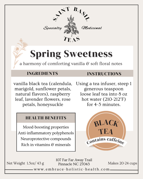 description of small bag of spring sweetness tea with health benefits
