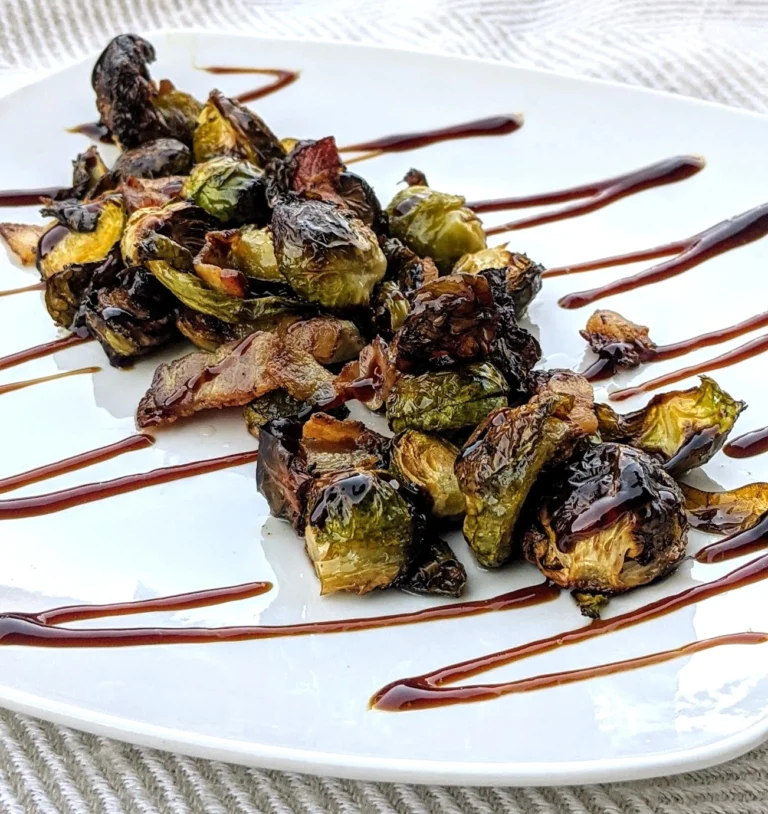 Roasted Bacon Brussels Sprouts with Balsamic Glaze