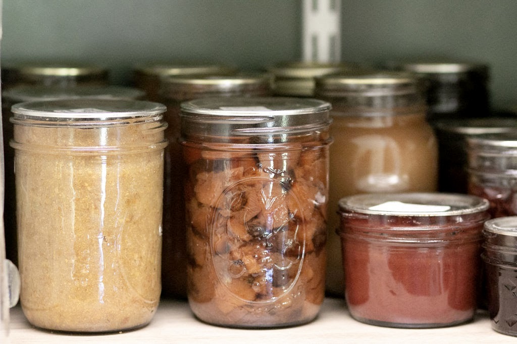 home-canned jars in pantry