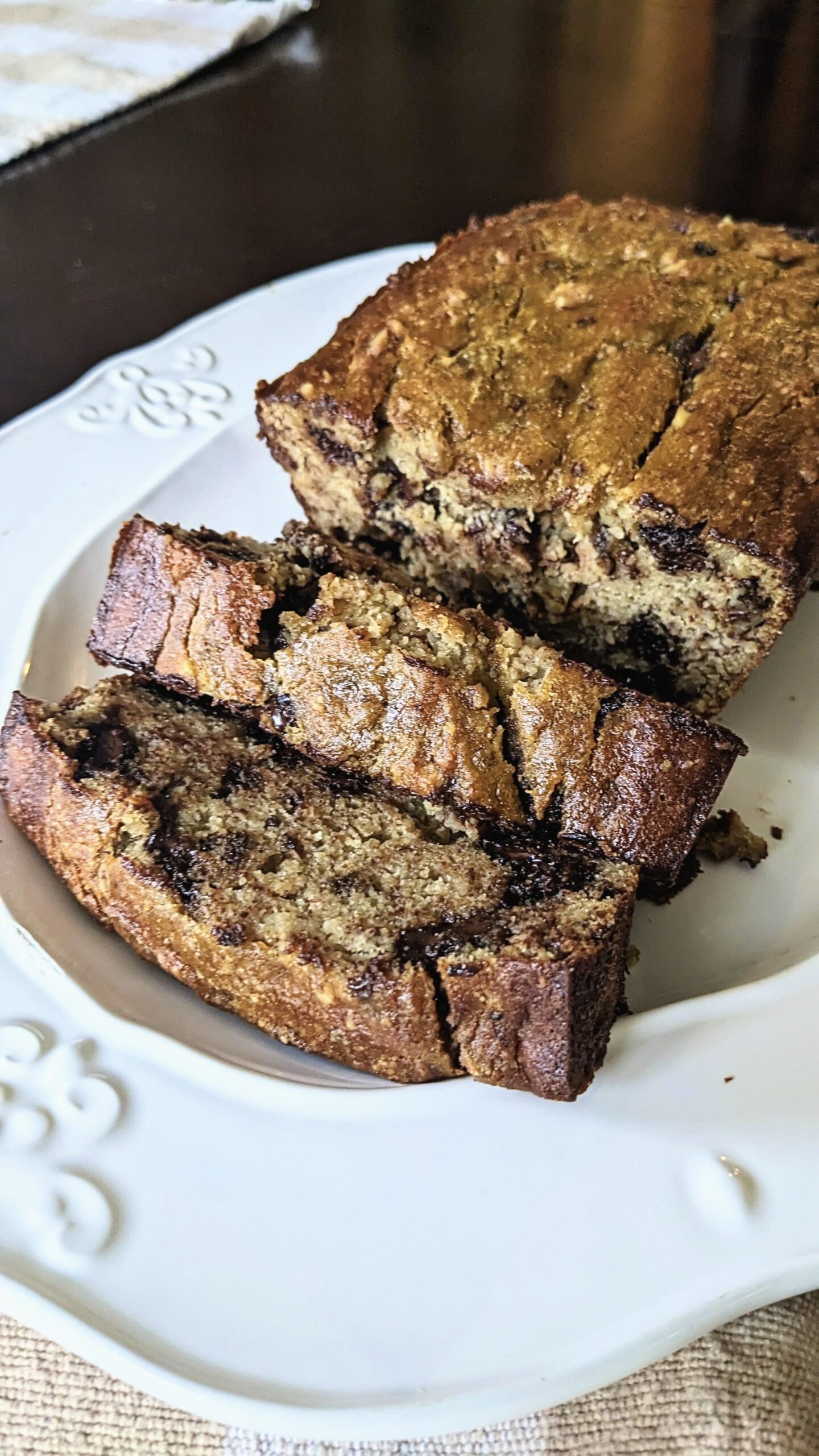 banana bread slices on plate