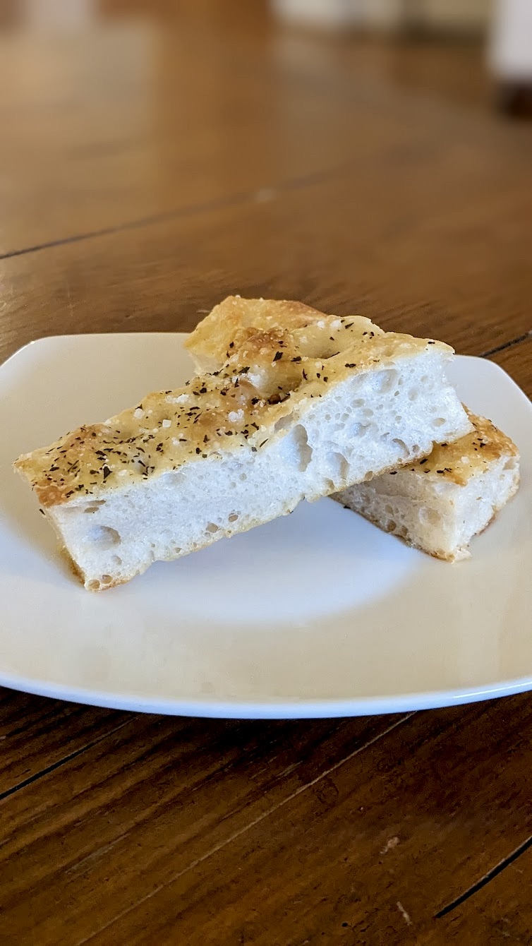 sourdough focaccia bread slices